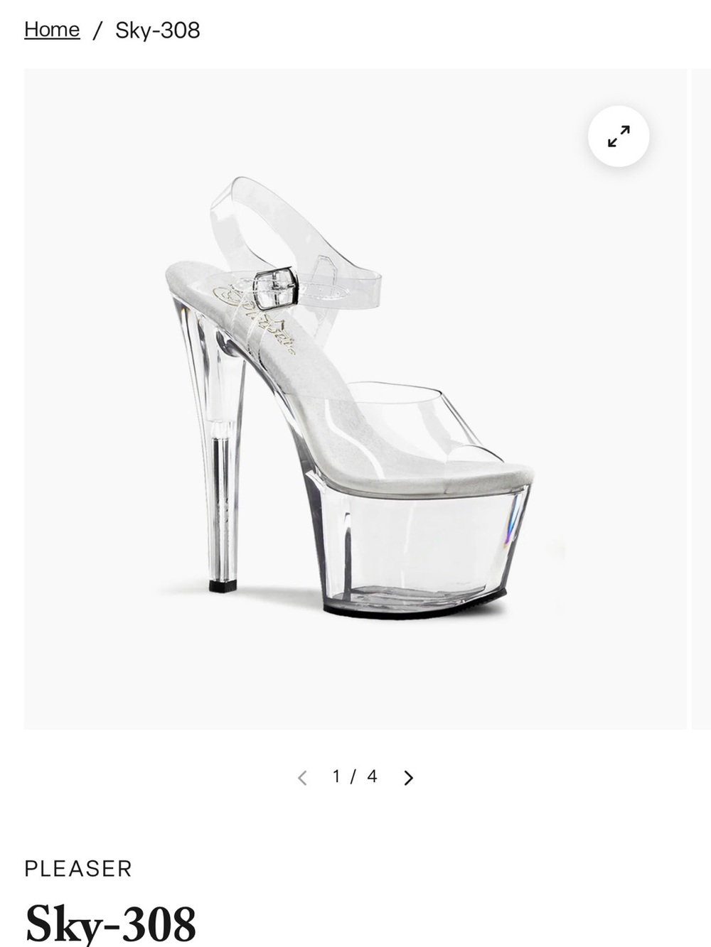 Pleaser Clear Sky-308 Lucite Platform Sandal